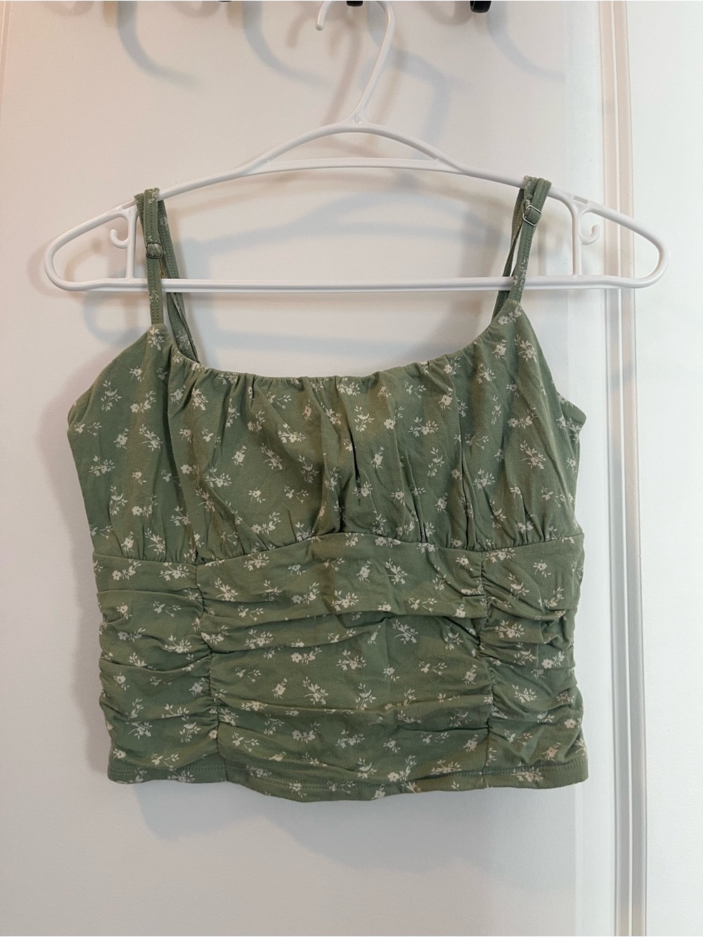 Hollister Sage Green Floral Ruched Cami